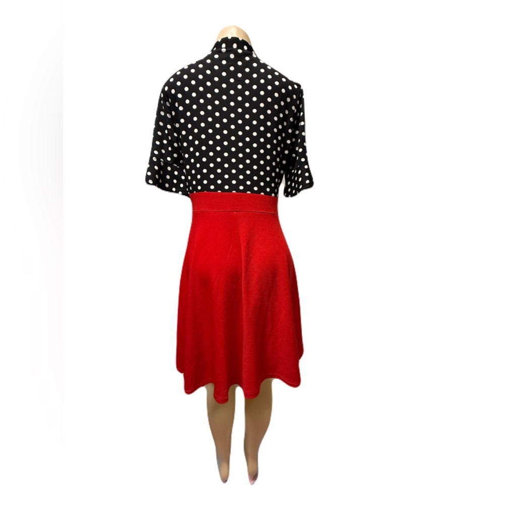 Black and White A-Line Mini Dress with Puff Sleeves - Picture 5 of 6